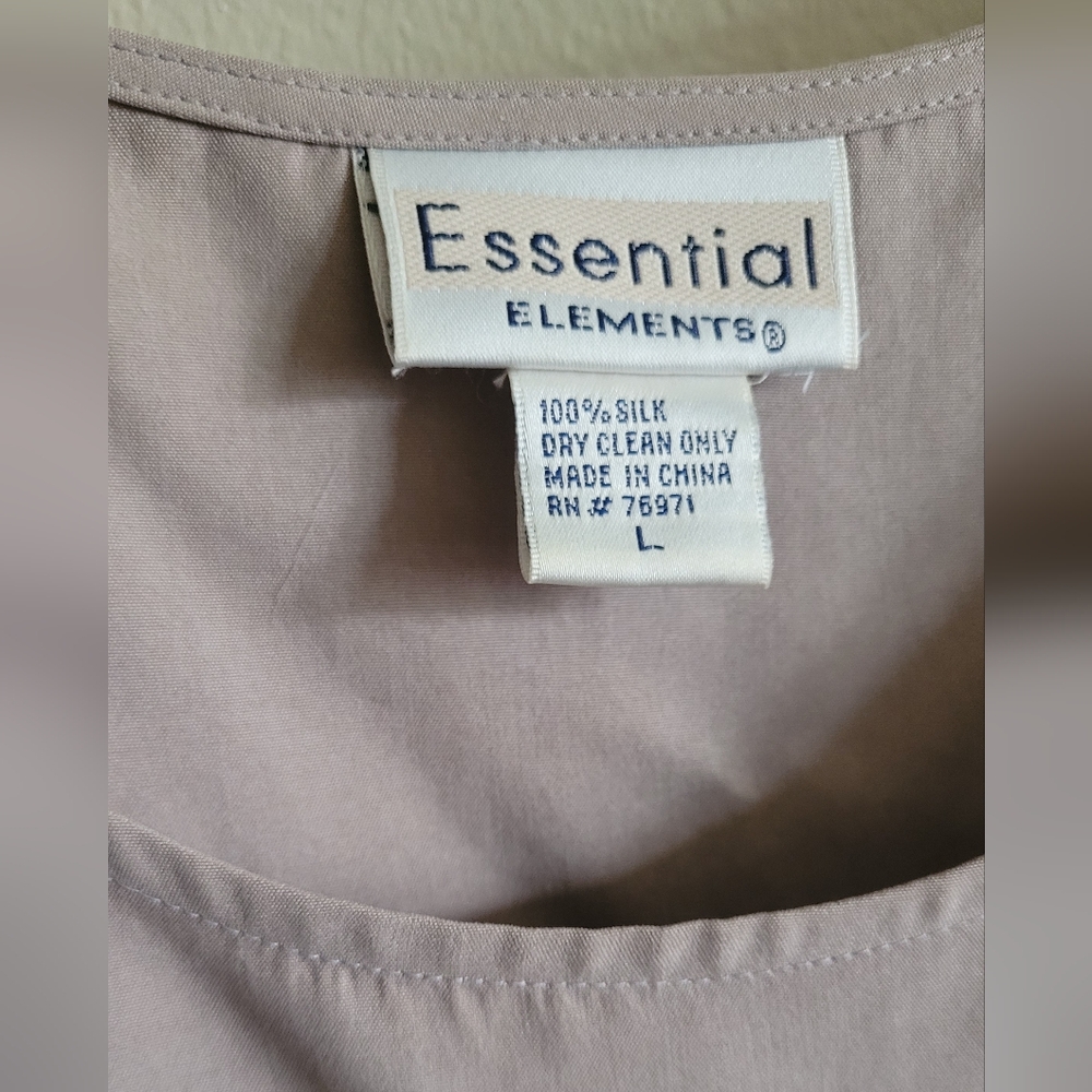 Vtg Essential Elements 100% Silk Split Hem Tank T… - image 2